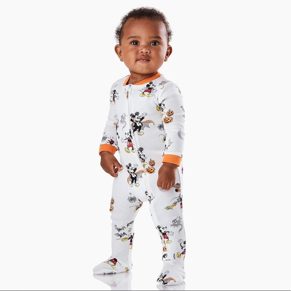 Disney Mickey Mouse Halloween Organic Nursery Pajama Pottery Barn 6-12 Months 9